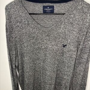 Grey Oversized V Neck Sweater